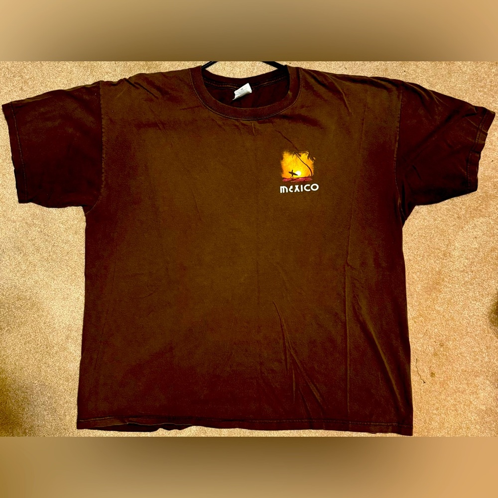 Vintage Anvil Mexico Surf T-shirt Color Brown Size XXL